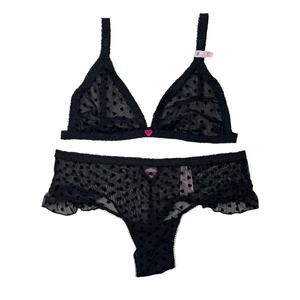 Victoria's Secret Tease Heart Embroidered Bralette Set Size XL